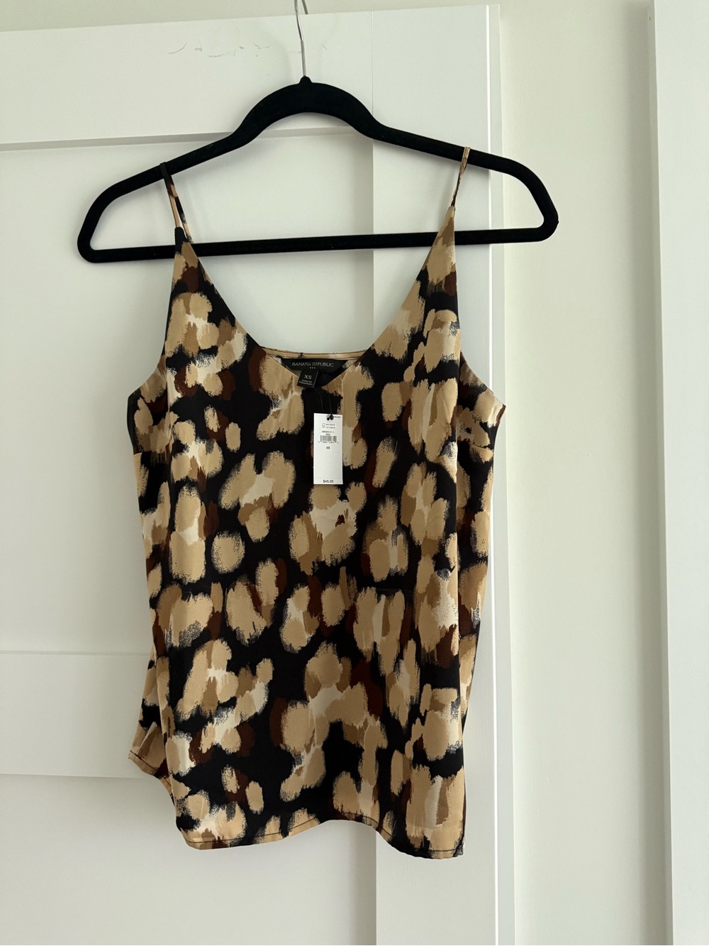 Banana Republic Leopard-Print Satin Cami in Tan and Black